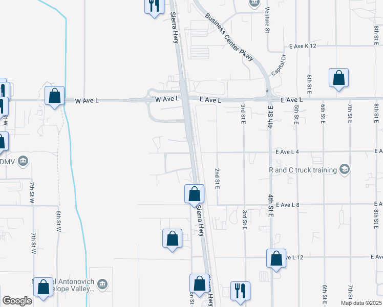 map of restaurants, bars, coffee shops, grocery stores, and more near 2 West Avenue L4 in Lancaster