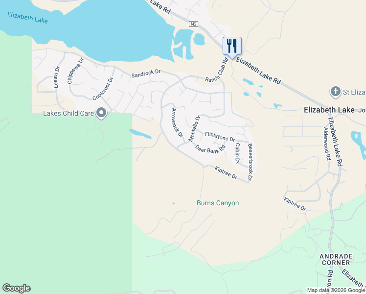 map of restaurants, bars, coffee shops, grocery stores, and more near 42612 Montello Drive in Lake Hughes