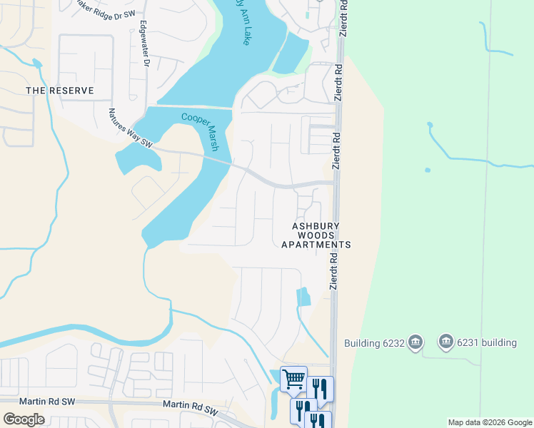 map of restaurants, bars, coffee shops, grocery stores, and more near 108 Windridge Way Southwest in Huntsville