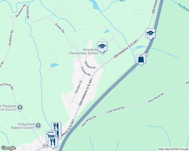 map of restaurants, bars, coffee shops, grocery stores, and more near 886 Old Historic U.S.441 in Clarkesville