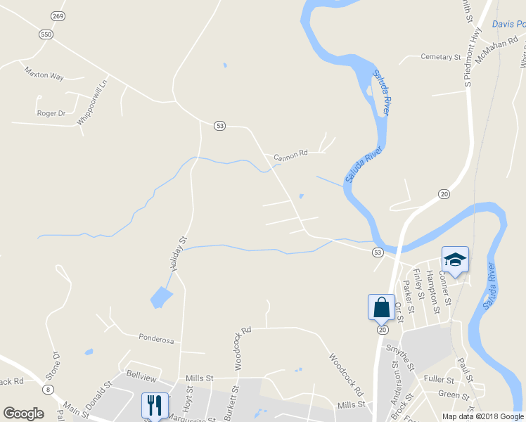 map of restaurants, bars, coffee shops, grocery stores, and more near 113 Lucky Lane in Pelzer