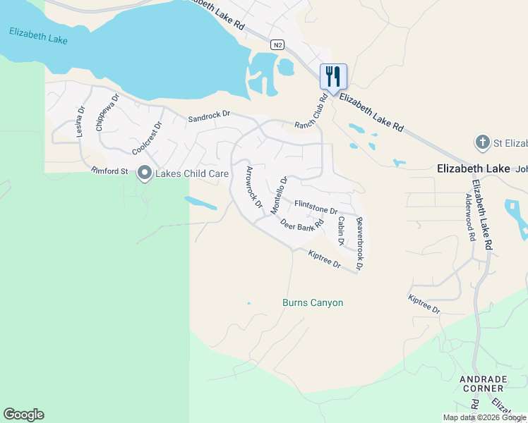 map of restaurants, bars, coffee shops, grocery stores, and more near 42624 Arrowrock Drive in Lake Hughes
