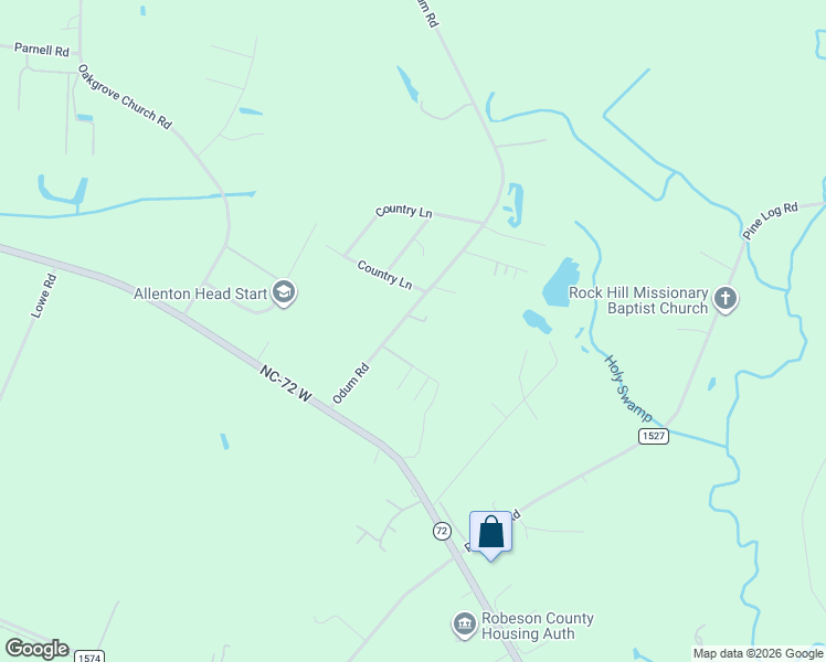 map of restaurants, bars, coffee shops, grocery stores, and more near 230 Odum Road in Lumberton