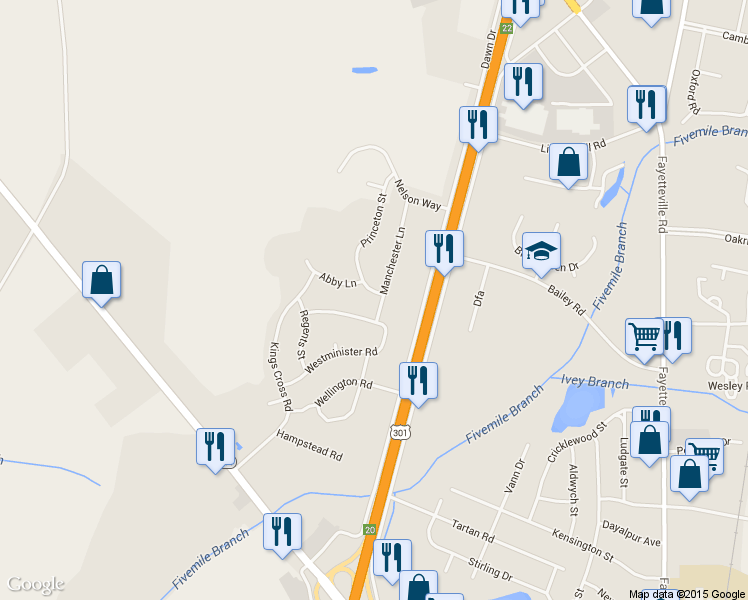 map of restaurants, bars, coffee shops, grocery stores, and more near 4025 Manchester Ln in Lumberton