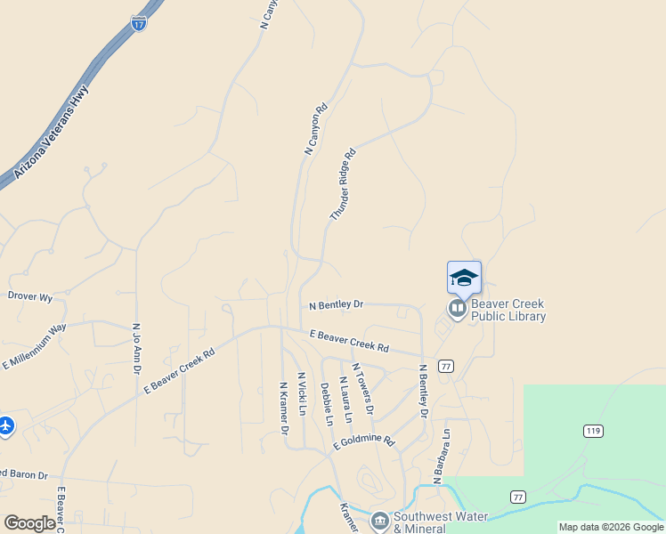 map of restaurants, bars, coffee shops, grocery stores, and more near East Canyon Circle in Lake Montezuma