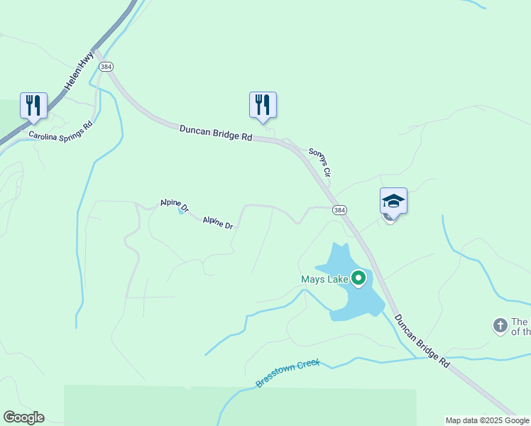 map of restaurants, bars, coffee shops, grocery stores, and more near 32 Bern Vista in Sautee Nacoochee