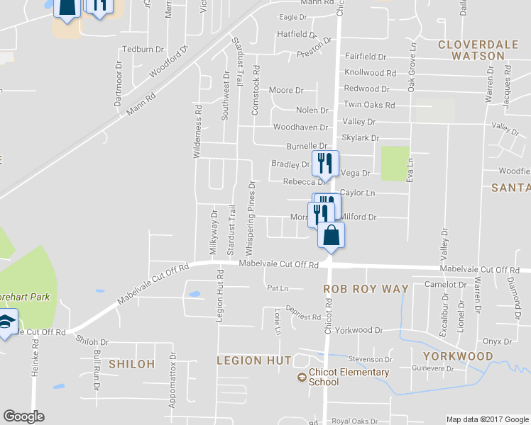 map of restaurants, bars, coffee shops, grocery stores, and more near 7924 Morris Drive in Little Rock