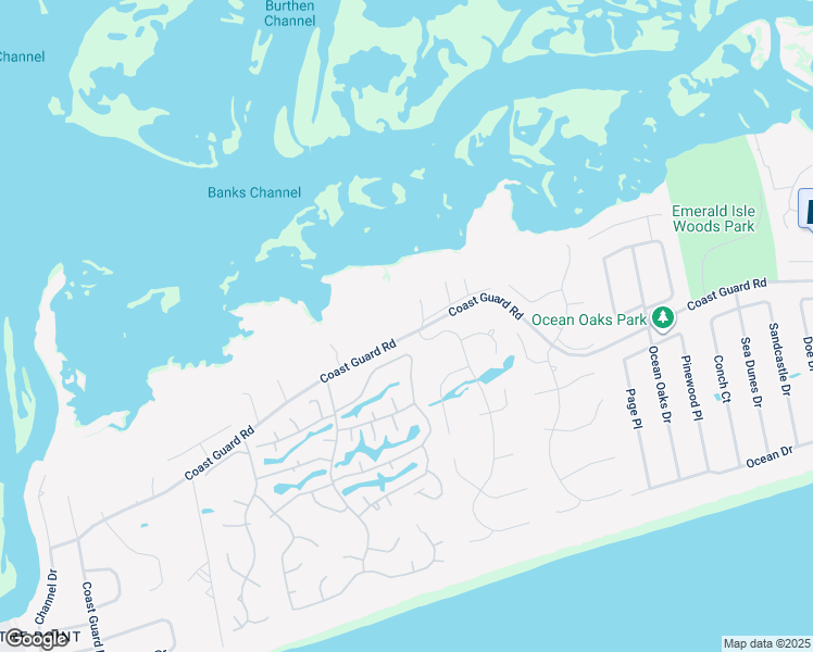 map of restaurants, bars, coffee shops, grocery stores, and more near 10000 Coast Guard Road in Emerald Isle