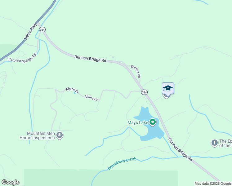 map of restaurants, bars, coffee shops, grocery stores, and more near 15 Bern Vista in Sautee Nacoochee