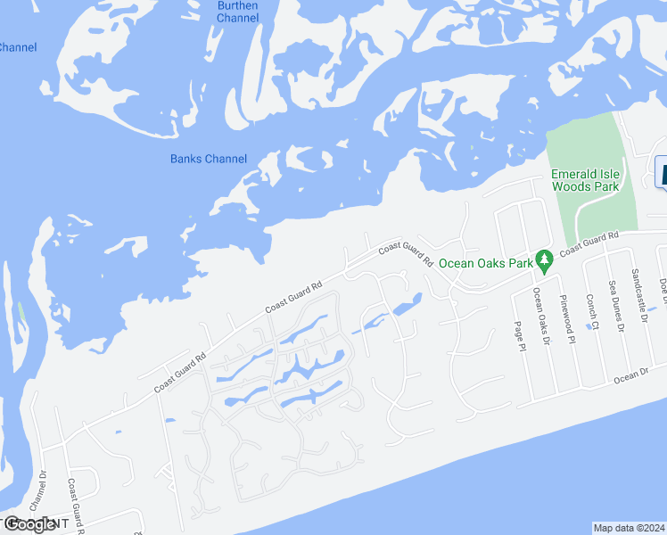 map of restaurants, bars, coffee shops, grocery stores, and more near 10000 Coast Guard Road in Emerald Isle