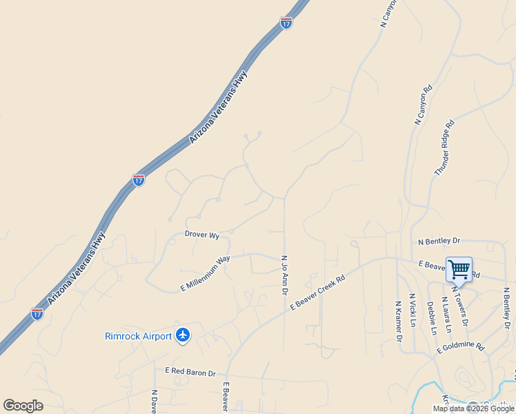 map of restaurants, bars, coffee shops, grocery stores, and more near 6065 North Hanover Court in Lake Montezuma