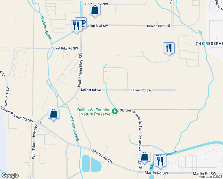 map of restaurants, bars, coffee shops, grocery stores, and more near 9800 Kellner Road Southwest in Huntsville