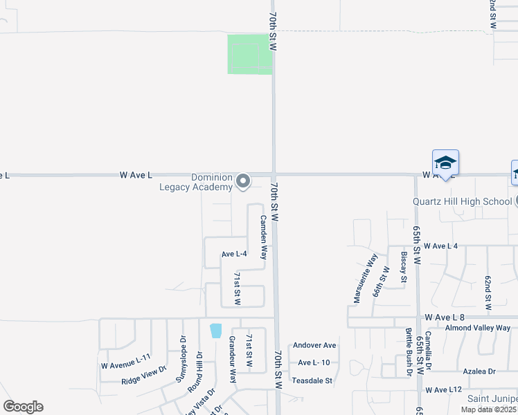 map of restaurants, bars, coffee shops, grocery stores, and more near 5302 West Avenue L-2 in Lancaster