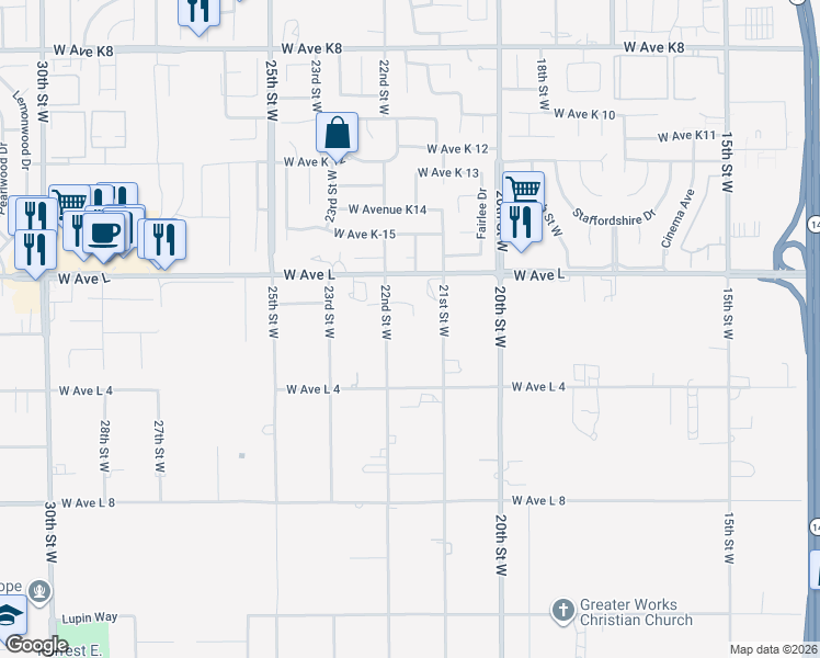 map of restaurants, bars, coffee shops, grocery stores, and more near in Lancaster
