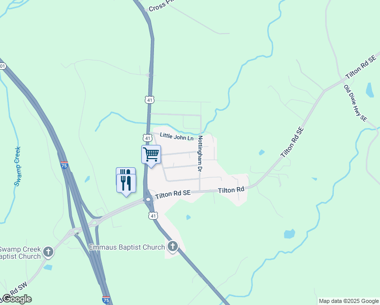 map of restaurants, bars, coffee shops, grocery stores, and more near 221 Patricia Ann Drive Southeast in Dalton