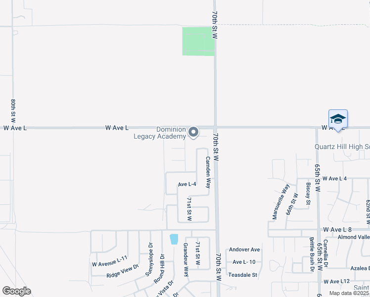 map of restaurants, bars, coffee shops, grocery stores, and more near West Avenue L-2 in Lancaster