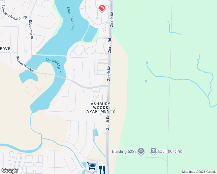 map of restaurants, bars, coffee shops, grocery stores, and more near Zierdt Road & Natures Way Southwest in Huntsville