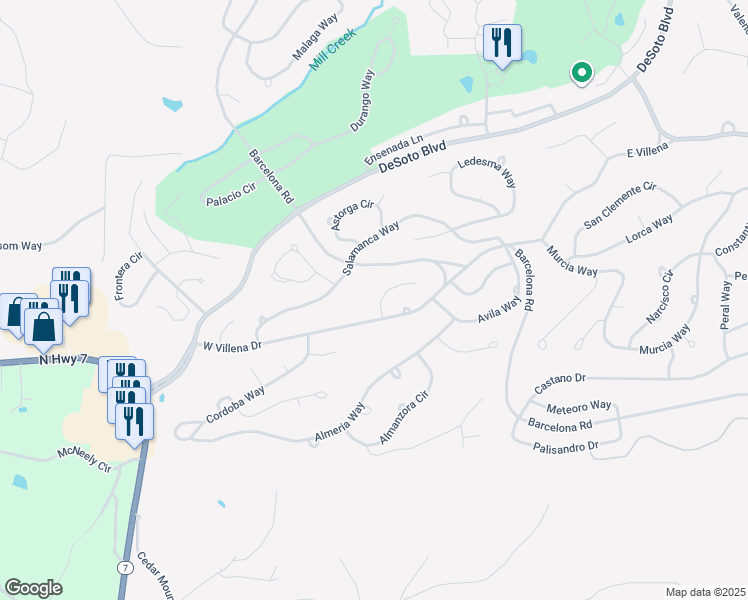 map of restaurants, bars, coffee shops, grocery stores, and more near 6 Las Navas Lane in Hot Springs