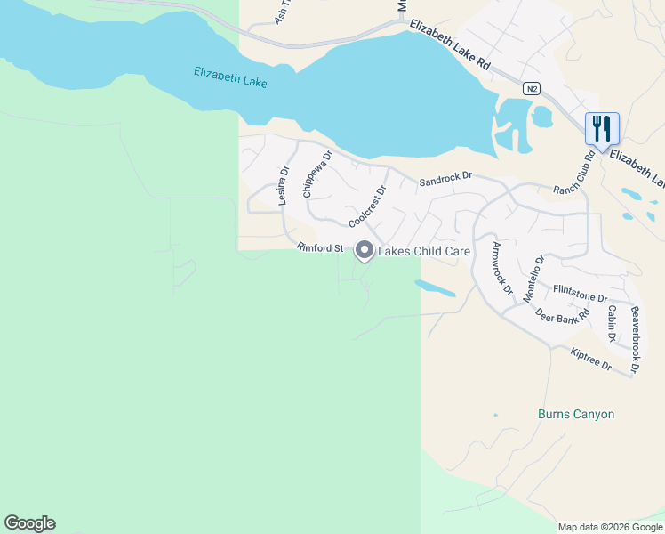 map of restaurants, bars, coffee shops, grocery stores, and more near 42647 Pinecliff Drive in Lake Hughes