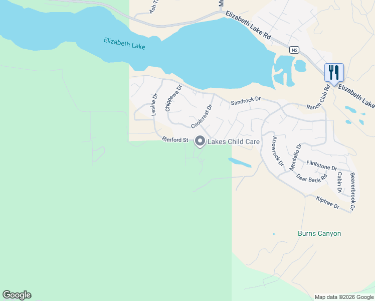 map of restaurants, bars, coffee shops, grocery stores, and more near 42648 Pinecliff Drive in Lake Hughes