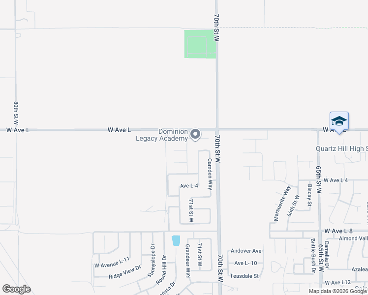 map of restaurants, bars, coffee shops, grocery stores, and more near 7121 West Avenue L-2 in Lancaster