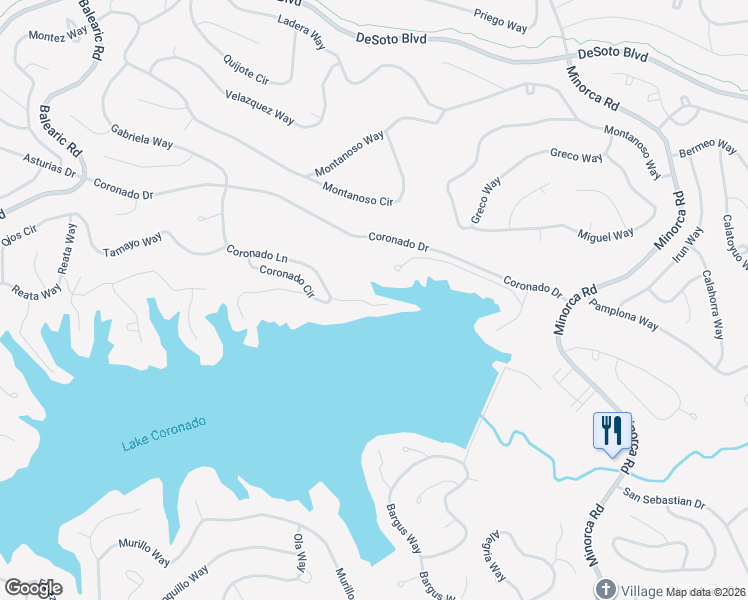 map of restaurants, bars, coffee shops, grocery stores, and more near 49 Coronado Lane in Hot Springs Village