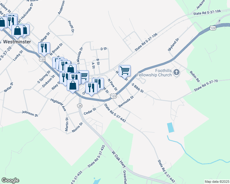 map of restaurants, bars, coffee shops, grocery stores, and more near in Westminster