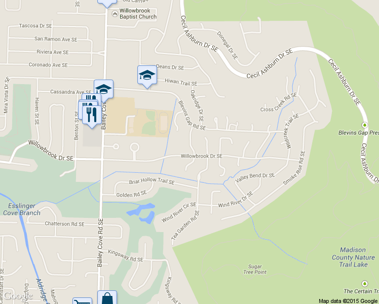 map of restaurants, bars, coffee shops, grocery stores, and more near 7812 Double Tree Lane Southeast in Huntsville
