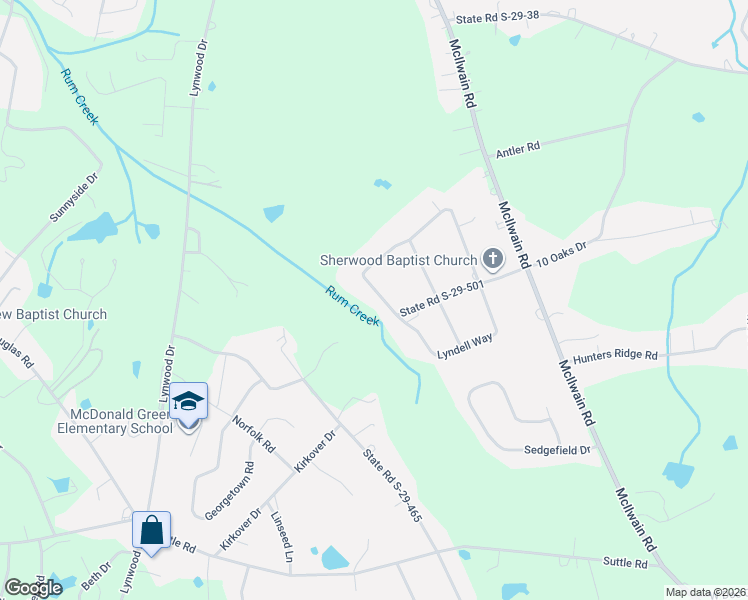 map of restaurants, bars, coffee shops, grocery stores, and more near 2801 Lyndell Way in Lancaster