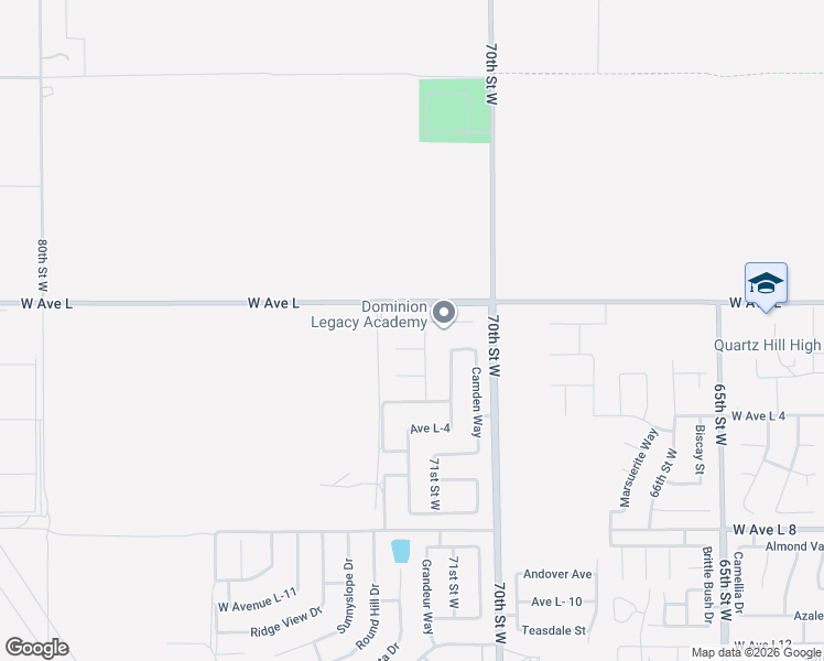 map of restaurants, bars, coffee shops, grocery stores, and more near 7121 West Avenue L-2 in Lancaster