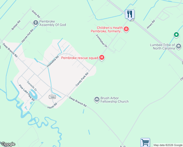 map of restaurants, bars, coffee shops, grocery stores, and more near 338 Candy Park Road in Pembroke