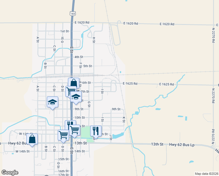 map of restaurants, bars, coffee shops, grocery stores, and more near 923 7th Street in Snyder