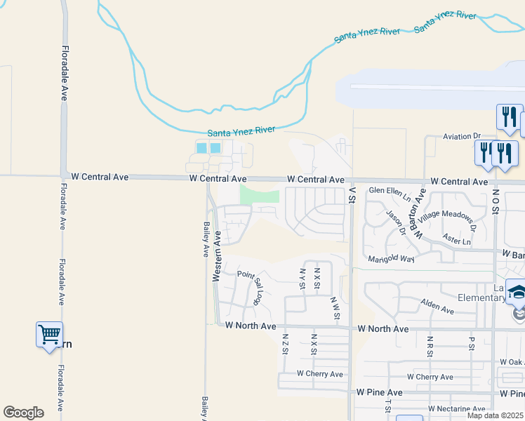 map of restaurants, bars, coffee shops, grocery stores, and more near 2028 Green Ridge Circle in Lompoc