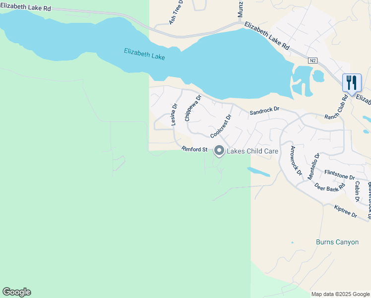 map of restaurants, bars, coffee shops, grocery stores, and more near Rimford Street in Los Angeles County