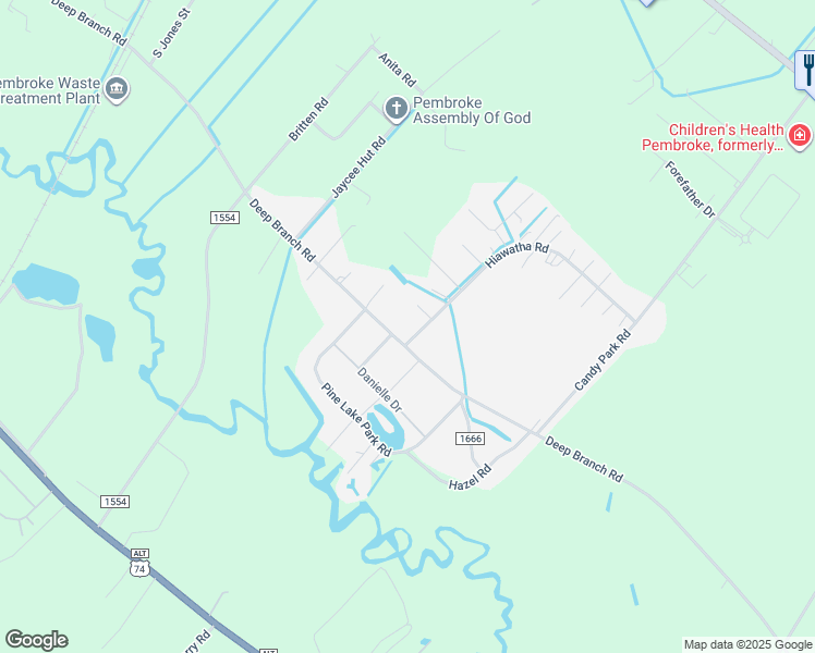 map of restaurants, bars, coffee shops, grocery stores, and more near 616 Hiawatha Road in Pembroke