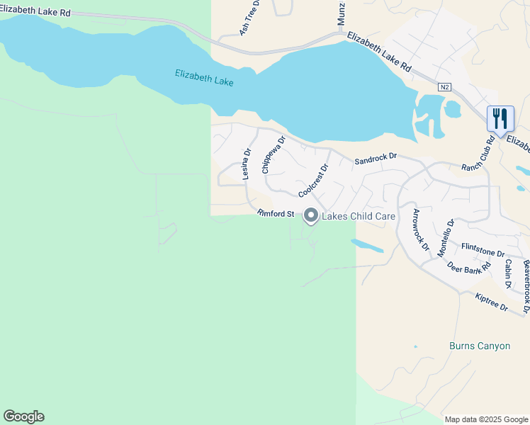 map of restaurants, bars, coffee shops, grocery stores, and more near 42651 Pinecliff Drive in Lake Hughes