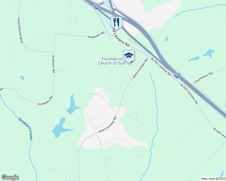 map of restaurants, bars, coffee shops, grocery stores, and more near 134 Little Virginia Road in Fountain Inn