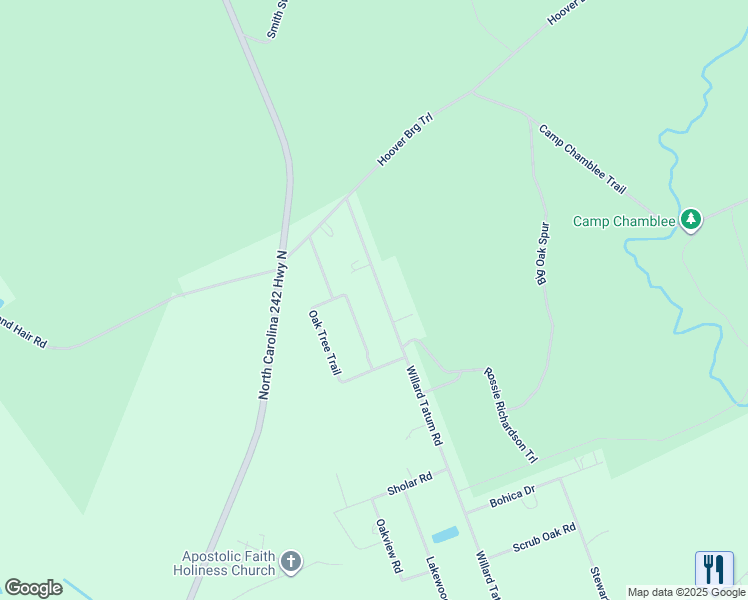 map of restaurants, bars, coffee shops, grocery stores, and more near Willard Tatum Road in Bladen County