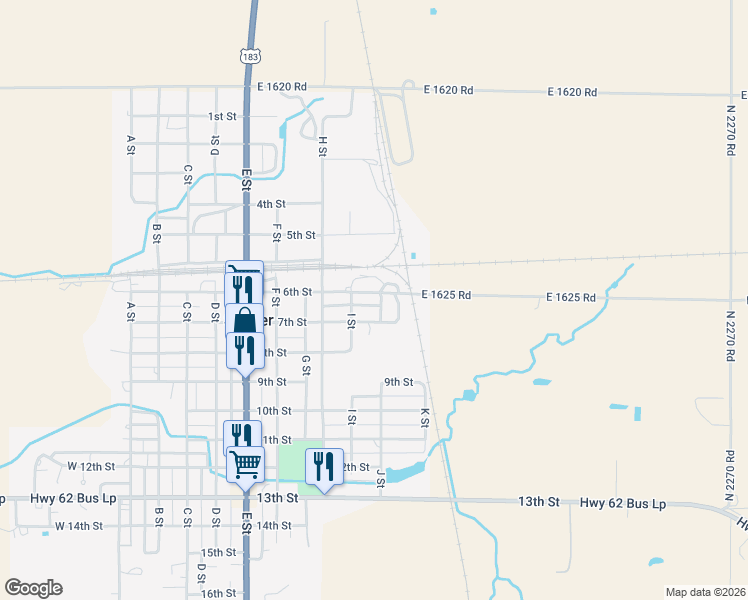 map of restaurants, bars, coffee shops, grocery stores, and more near 923 7th Street in Snyder