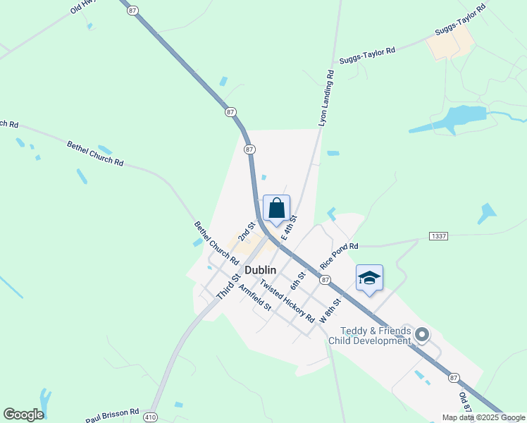 map of restaurants, bars, coffee shops, grocery stores, and more near Albert St in Bladenboro