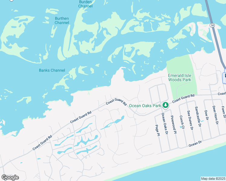 map of restaurants, bars, coffee shops, grocery stores, and more near 9908 Bluff Road in Emerald Isle