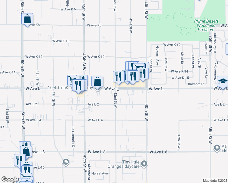 map of restaurants, bars, coffee shops, grocery stores, and more near in Quartz Hill