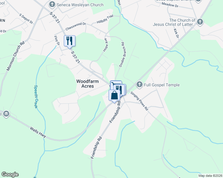 map of restaurants, bars, coffee shops, grocery stores, and more near 105 Doyle Drive in Seneca