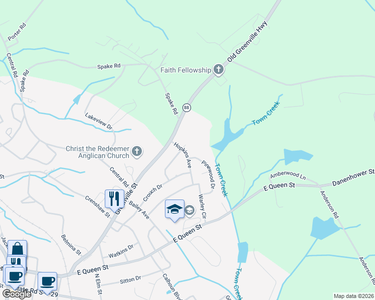 map of restaurants, bars, coffee shops, grocery stores, and more near 1008 Chester Circle in Pendleton