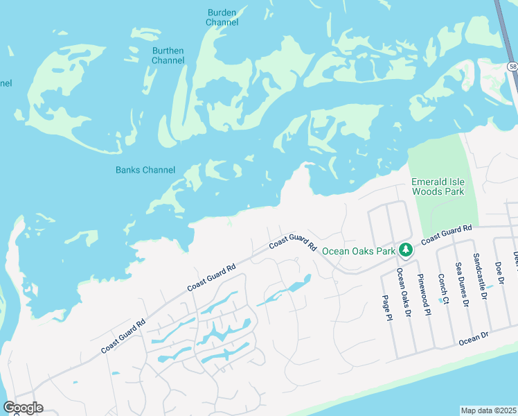 map of restaurants, bars, coffee shops, grocery stores, and more near 9924 Bluff Road in Emerald Isle