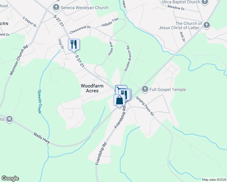 map of restaurants, bars, coffee shops, grocery stores, and more near 105 Doyle Drive in Seneca