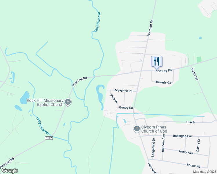 map of restaurants, bars, coffee shops, grocery stores, and more near 240 Maverick Road in Lumberton