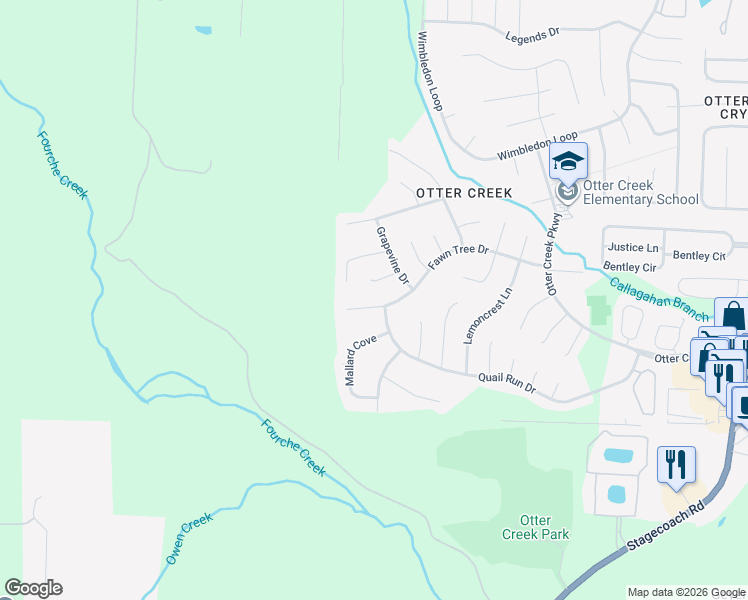map of restaurants, bars, coffee shops, grocery stores, and more near 18608 Fawn Tree Drive in Little Rock