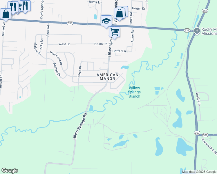 map of restaurants, bars, coffee shops, grocery stores, and more near 3519 Pinewood Loop in Little Rock