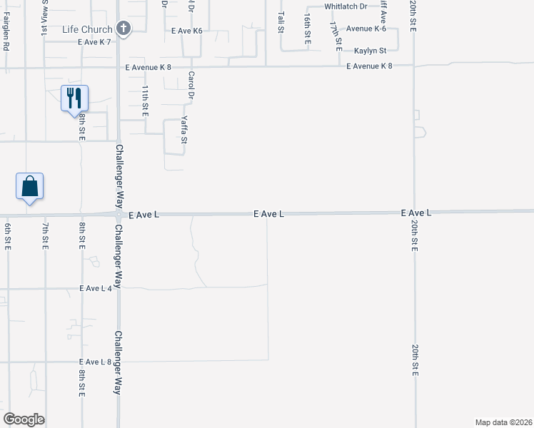 map of restaurants, bars, coffee shops, grocery stores, and more near 15th Street East in Los Angeles County